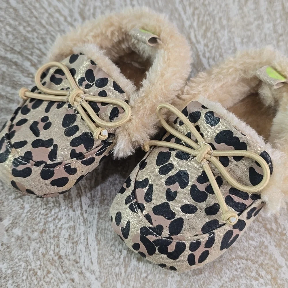 Stepping Stones Baby Leopard Faux Fur Slippers 3/6 months